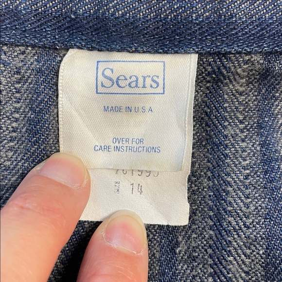 Vintage Sears High Rise Stripe Straight Leg Jeans Rigid Denim Dark Wash - Picture 8 of 13
